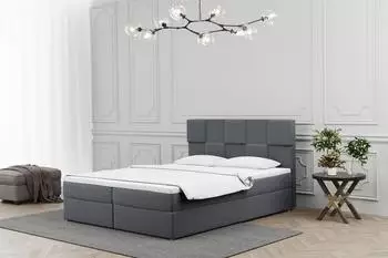 Fun Möbel JOLIE Boxspringbett 180x220cm, Stoff Velvet, dunkelgrau