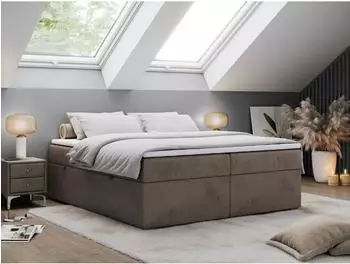 MKS BESS Boxspringbett mit Bettkasten, 120x200cm, braun, H4 (800000649071)