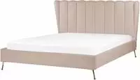 Polsterbett Taupe Aus Samt 160 X 200 Cm Mit Usb-anschluss Hohes Kopfteil Goldene