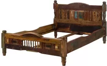 Massivmoebel24 FABLE Bett Altholz recycelt mehrfarbig lackiert 140x200cm (09-634-751-0021)