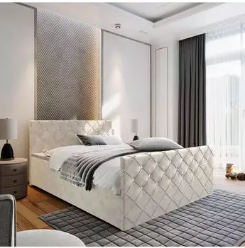 Masseno MANDI Boxspringbett 140x200cm mit Bonell-Matratze und Topper, beige (MANDI 140X200 CM MAGIC VELVET 2250)