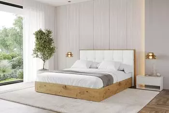 ALTDECOR Enzo7 Polsterbett mit Bettkasten und Lattenrost, 180x200cm, wei&szlig; Kunstleder (800001322279)