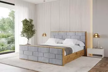 ALTDECOR Enzo8-Z Polsterbett mit Bettkasten und Lattenrost, hellgrau, 180x200cm (800001322277)