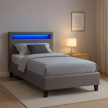 Caro M&ouml;bel Himalaya Polsterbett mit LED-Beleuchtung, 90x200cm, grau (Himalaya)