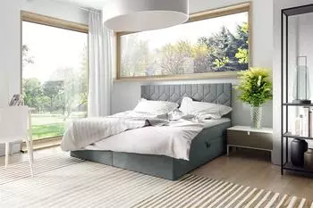 Fun Möbel Lazaro Nr.5 Boxspringbett 180x220cm grau mit Bettkasten