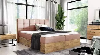 Fun M&ouml;bel Kalypso Boxspringbett 180x220cm, Stoff Faro, ros&eacute;, mit Bettkasten
