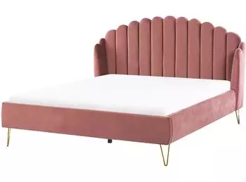 Beliani Ambillou Polsterbett Samtstoff rosa 180x200cm (Ambillou)