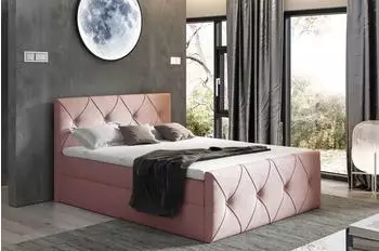 Fun Möbel Lewis Lux Boxspringbett 180x220cm, Samt-Stoff, altrosa