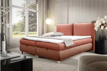 Fun M&ouml;bel VALENTIN Boxspringbett 120x200cm, Stoff Neve-Vega, rostbraun