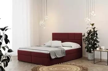 Fun Möbel CALVIN Boxspringbett 180x220cm, Stoff Matt Velvet, weinrot
