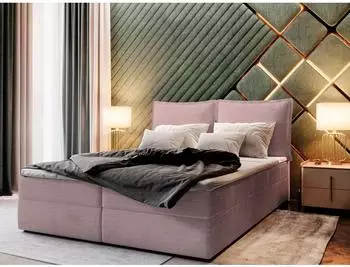 Masseno Lente Boxspringbett 140x200cm mit Matratze und Topper, rosa (LENTE 140X200 CM LINCOLN 61)