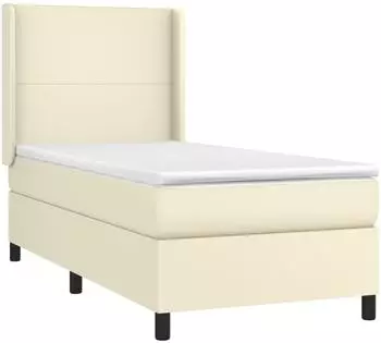 vidaXL Boxspringbett mit Matratze & LED, Kunstleder, creme, 80x200cm (3139231)