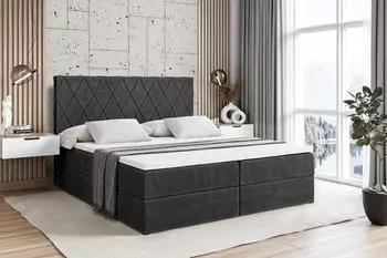 ALTDECOR Leparo Boxspringbett mit Bettkasten, schwarz, 160x200cm (800000516574)