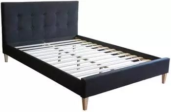 Homestyle4u Polsterbett 140x200cm mit Lattenrost, Stoff, schwarz (1728)