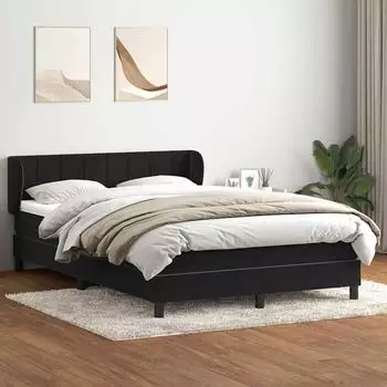 vidaXL Boxspringbett mit Matratze, Samt, schwarz, 160x210cm (3317531)