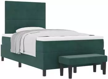 vidaXL Boxspringbett 120x190cm, dunkelgr&uuml;n, Samt