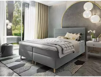 Masseno SANTA Boxspringbett 140x200cm mit Bettkasten, hellgrau (SANTA 140X200 CM PAROS 05)