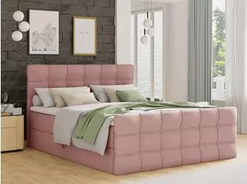 Sofnet Best Lux Boxspringbett mit Fu&szlig;teil, 2 Bettk&auml;sten, Bonell-Matratze, rosa, 180x200cm