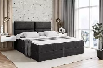 ALTDECOR BOXI3 Boxspringbett 120x200cm H4 Matratze, Schwarz Samt (800000506377)