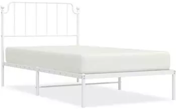 vidaXL Bettgestell mit Kopfteil, Metall, wei&szlig;, 100x200cm (373931)