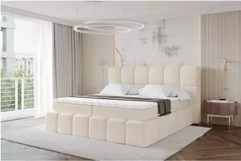 ALTDECOR Auri Boxspringbett mit Bettkasten, Cord, beige, 180x200cm, H4 (800001425813)
