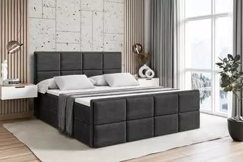ALTDECOR Nova-Z Boxspringbett mit Fu&szlig;teil, Samt, schwarz, 200x200cm (800001609760)