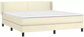 vidaXL Polsterbett mit Matratze, Kunstleder, creme, 160x200cm