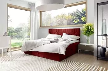 Fun Möbel Boxspringbett LAZARO Nr.5 160x220cm, rot, mit Bettkasten