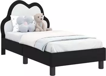 vidaXL Kinderbettgestell mit Kopfteil schwarz 70x140cm PU (42011172)