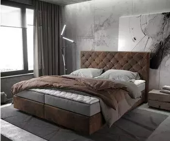 DeLife Dream-Great Boxspringbett 180x200cm, braun vintage, mit Matratze und Topper
