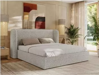 MKS Meble Emora Classic Polsterbett mit Lattenrost, hellgrau, 160x200cm (800001267686)