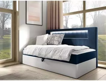 Mirjan24 Gold Junior 2 Boxspringbett 90x200cm, Bonellfederkern H3, mit Bettkasten und Beleuchtung