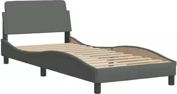 vidaXL Bettgestell &bdquo;Dover" Einzelbett, dunkelgrauer Stoff, 90x190cm (373318)
