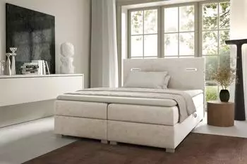 Fun Möbel Boxspringbett CAPRICE 160x220cm, beige, Ambiente-LED