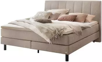 Hasena Donna Boxspringbett, sand, Metallf&uuml;&szlig;e schwarz, 160x200cm