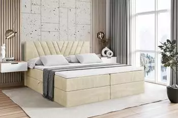 ALTDECOR Ernina Boxspringbett mit Matratze H4, Topper und Lattenrost, beige, 140x200cm (800000504950)