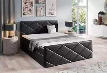 Fun Möbel KOSMOS Boxspringbett 180x220cm, Kunstleder, schwarz