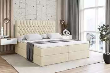ALTDECOR Serene Boxspringbett mit Matratze H3, Topper und Lattenrost, 200x200cm, beige (800000504855)