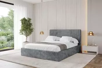 ALTDECOR ALOVA Polsterbett mit Bettkasten, Cord, dunkelgrau, 200x200cm (800001608940)