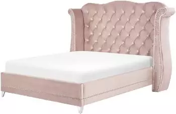 Beliani Ayette Doppelbett Samt pastellrosa 180x200cm (AYETTE)
