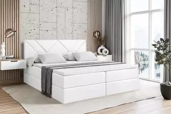 ALTDECOR Barwa Boxspringbett 180x200cm H4 Kunstleder wei&szlig; mit Bettkasten (800000814492)