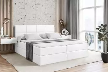 ALTDECOR Ardeni Boxspringbett 120x200cm, H3-Matratze, Kunstleder wei&szlig; (800000646287)