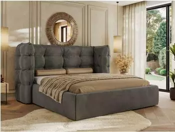 MKS Meble Flonelle Classic Polsterbett mit Bettkasten & Lattenrost, 140x200cm, dunkelgrau Velvet (Flonelle Classic)