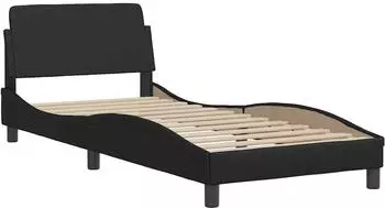 vidaXL Dover Bettgestell 90x190cm, Kunstleder, schwarz (373323)