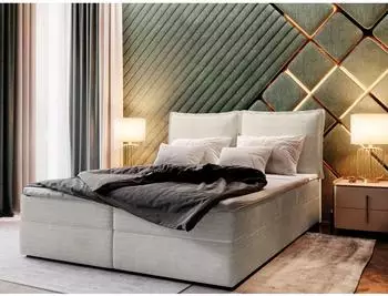 Masseno LENTE Boxspringbett 160x200cm mit Bonell-Matratze und Topper, beige (LINCOLN 83)