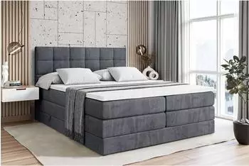 ALTDECOR APO King Boxspringbett mit Bettkasten, H3/H4, 160x200cm, dunkelgrau (800001227157)
