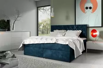 Fun Möbel Lazaro Boxspringbett 200x220cm, blau, mit Bettkasten (Nr.7)