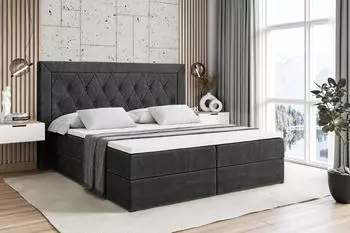 ALTDECOR Noel Boxspringbett mit Matratze H3 und Topper, 200x200cm, schwarz (800000507862)