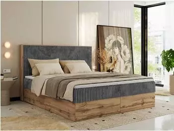MKS Meble Wood Classic Boxspringbett, Doppelbett mit Multipocket-Matratze und Topper, 140x200cm (WOOD CLASSIC)