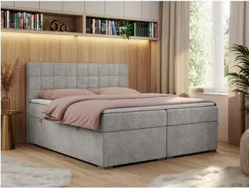 MKS Meble Boxspringbett Carmen 200x200cm, hellgrau, H3 (800000631715)
